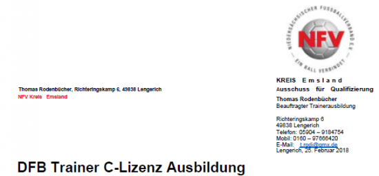 Neue Trainerausbildung zur C-Lizenz